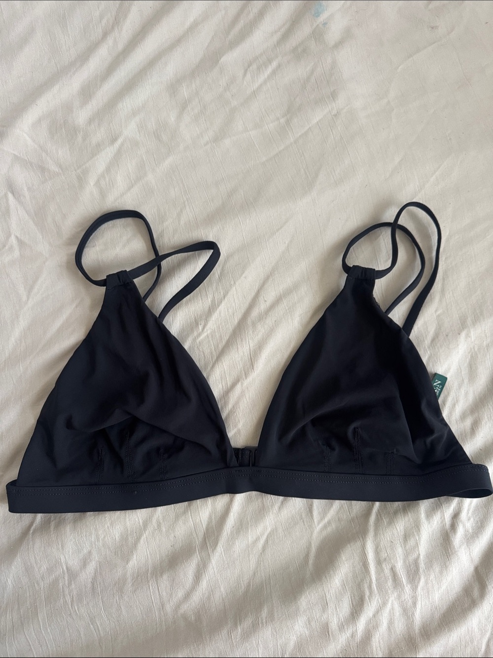 Lauren Ralph Lauren Black Triangle Swim Top with Double Straps - Size M